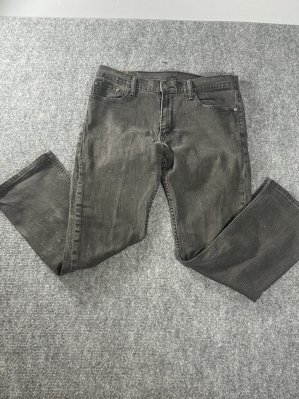 Levi's 514 Jeans Mens 36x30 Black Straight Fit Denim Pants Stretch Worn Wash